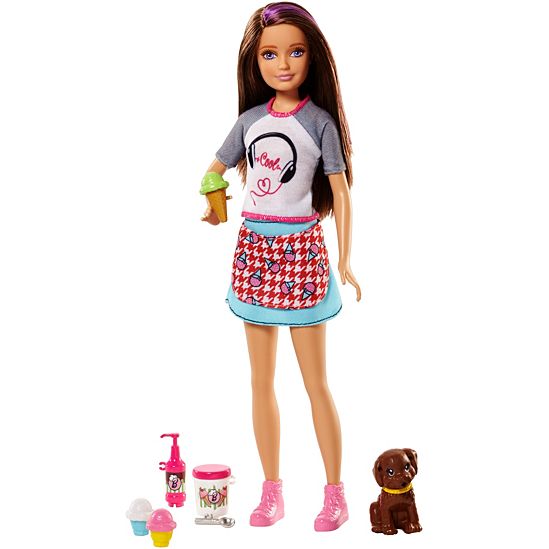 Skipper-Puppe mit Eiscreme und Welpe