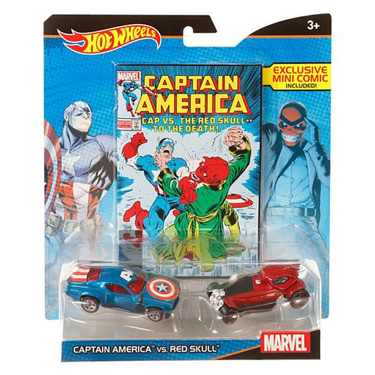 Hot Wheels Marvel Captain America vs. Red Skull Charakter Auto 2er-Pack mit Mini Comic